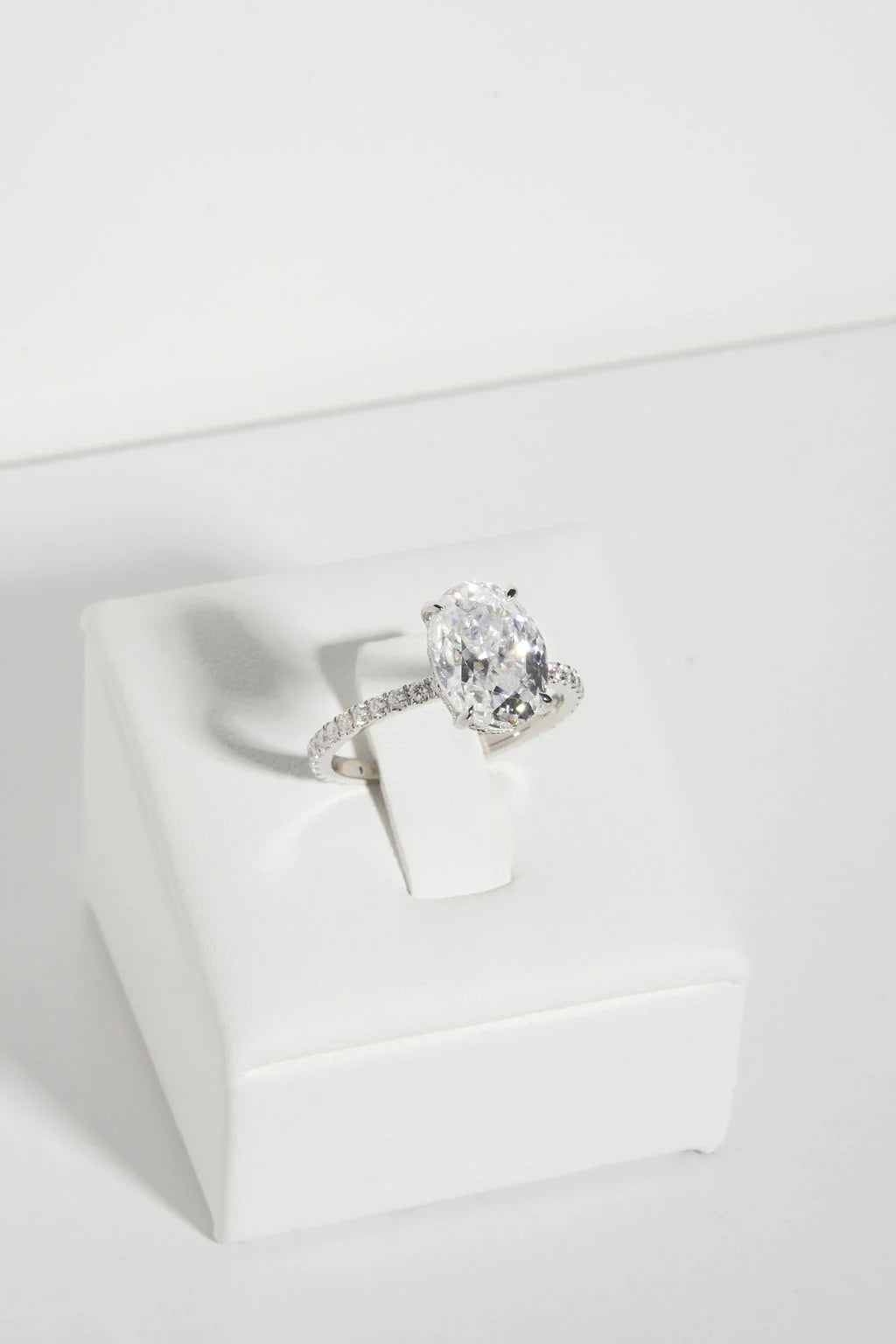 Oval Cut Moissanite Pave Engagement Ring