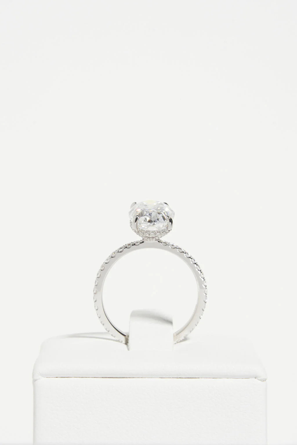 Oval Cut Moissanite Pave Engagement Ring