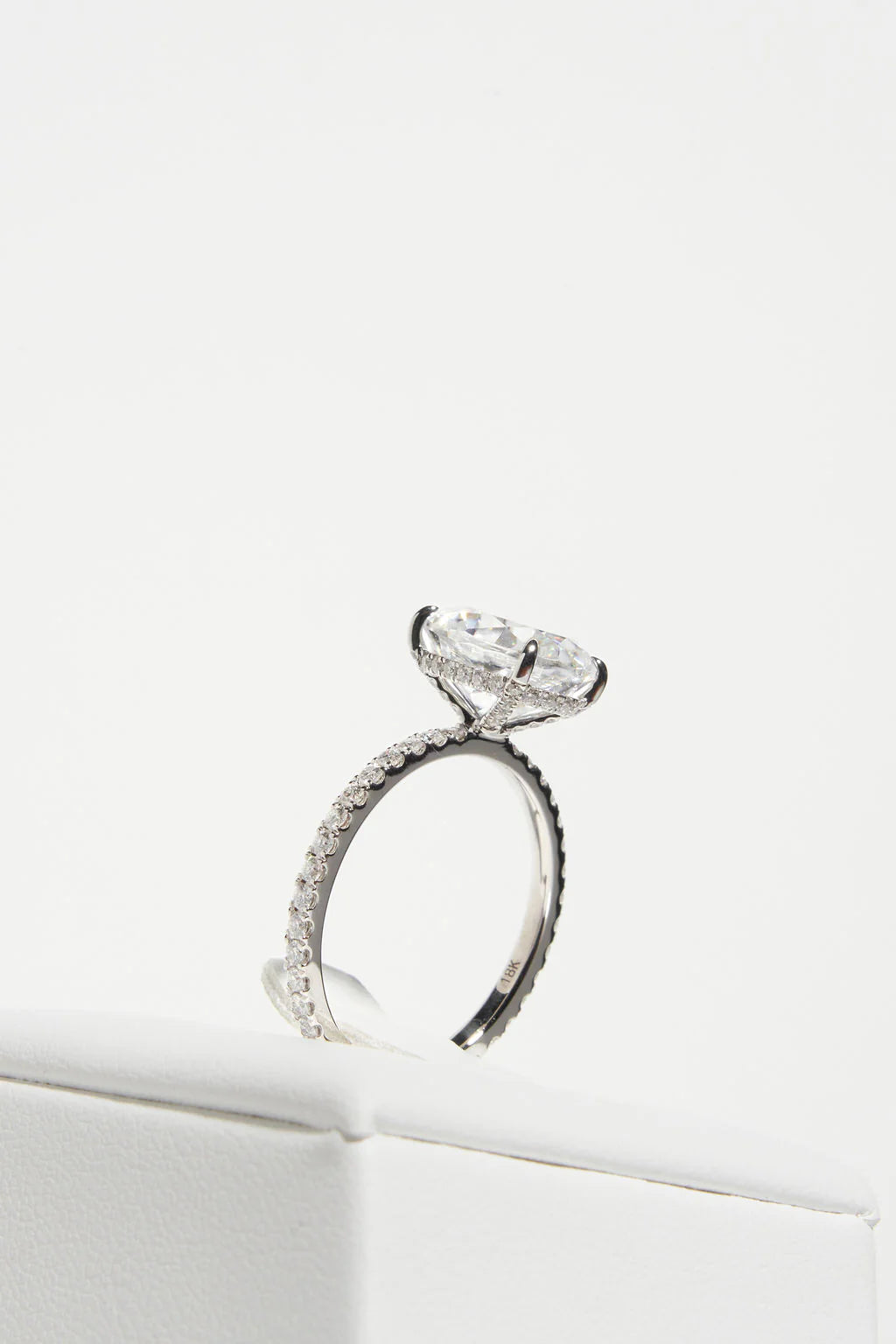 Oval Cut Moissanite Pave Engagement Ring