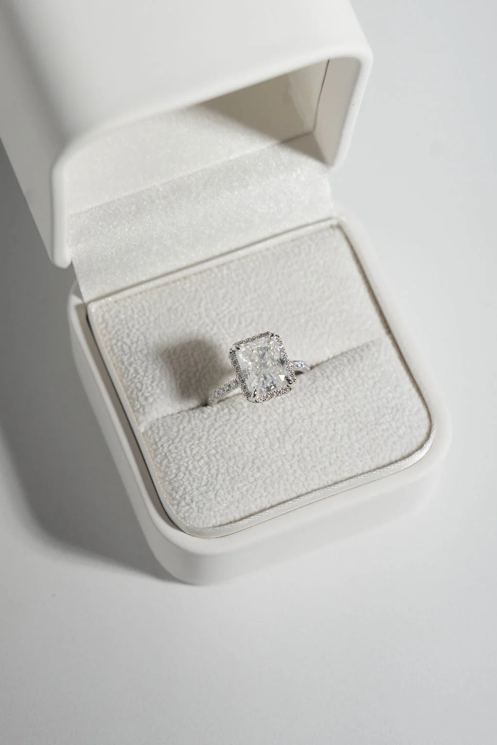 Radiant Halo Mossianite Engagement Ring