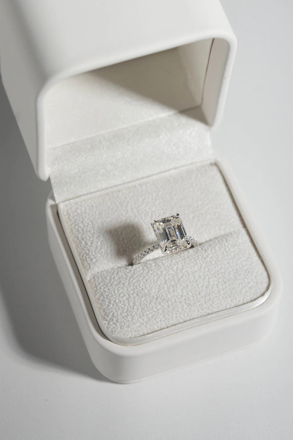 Emerald Cut Hidden Halo Moissanite Engagement Ring