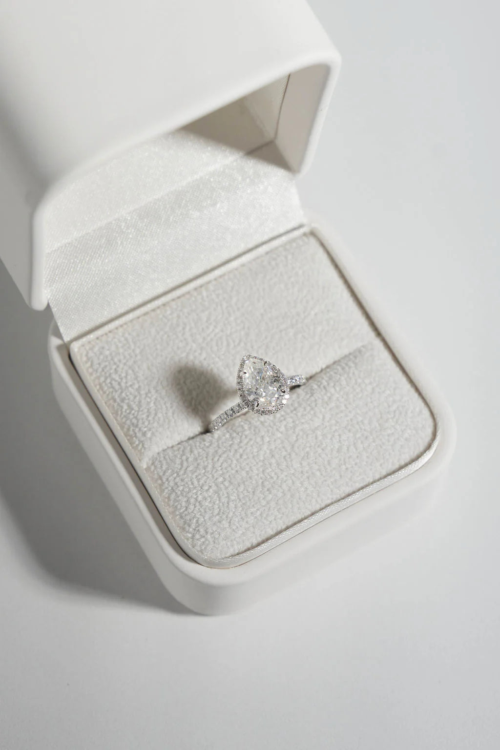 Pear Halo Moissanite Engagement Ring