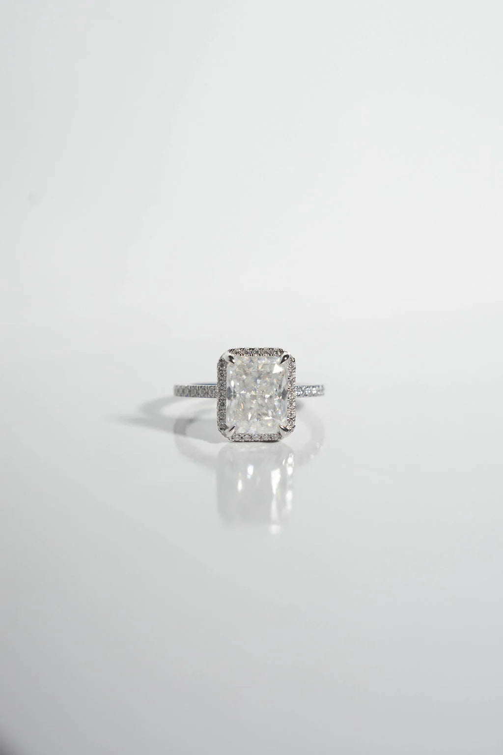 Radiant Halo Mossianite Engagement Ring