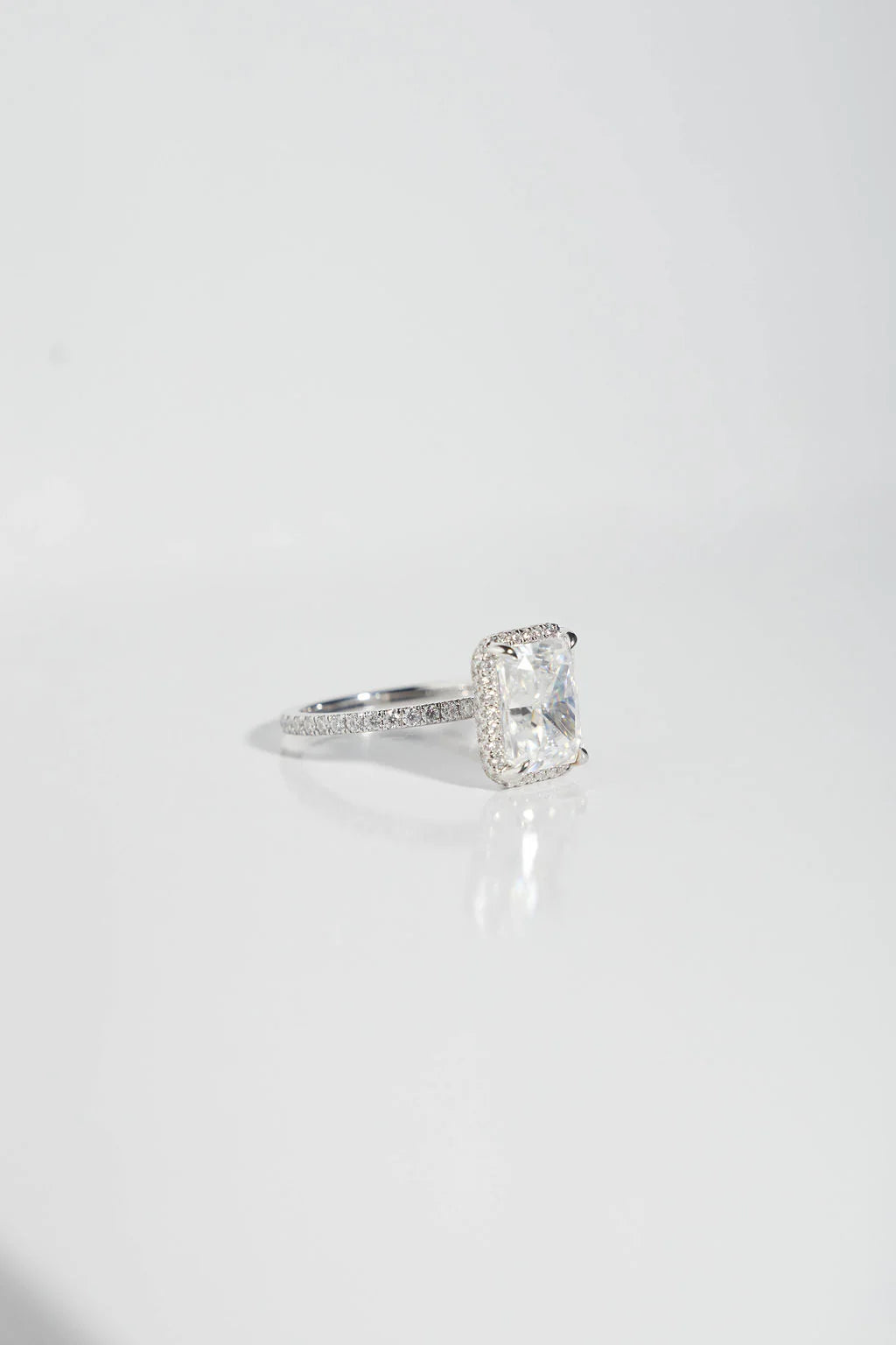 Radiant Halo Mossianite Engagement Ring