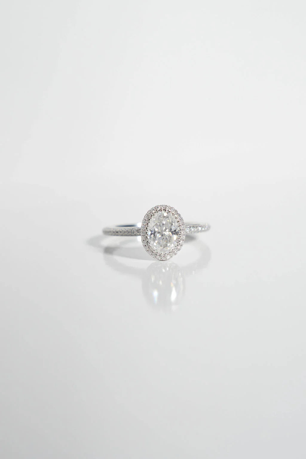 Oval Halo Moissanite Engagement Ring
