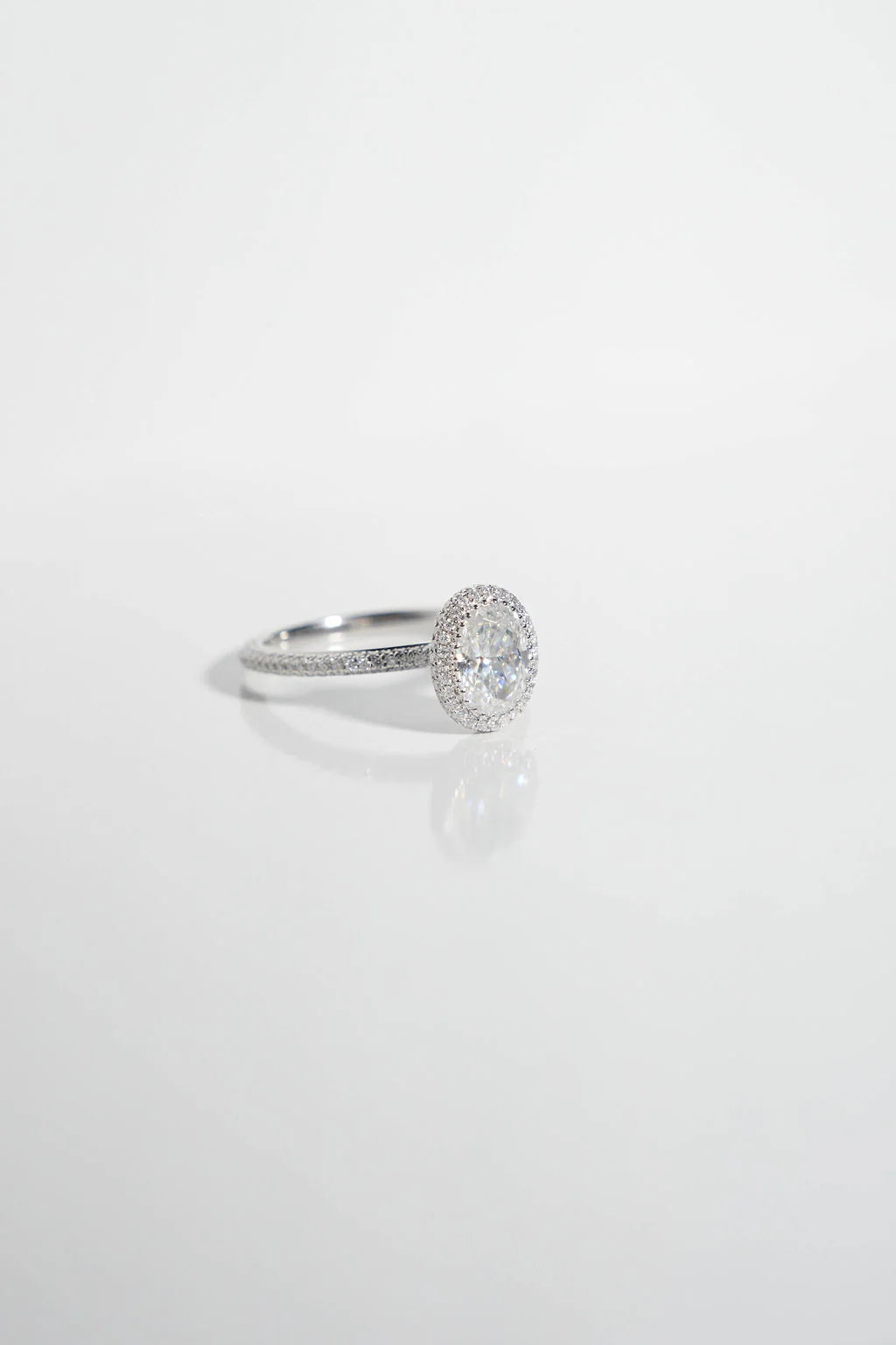 Oval Halo Moissanite Engagement Ring