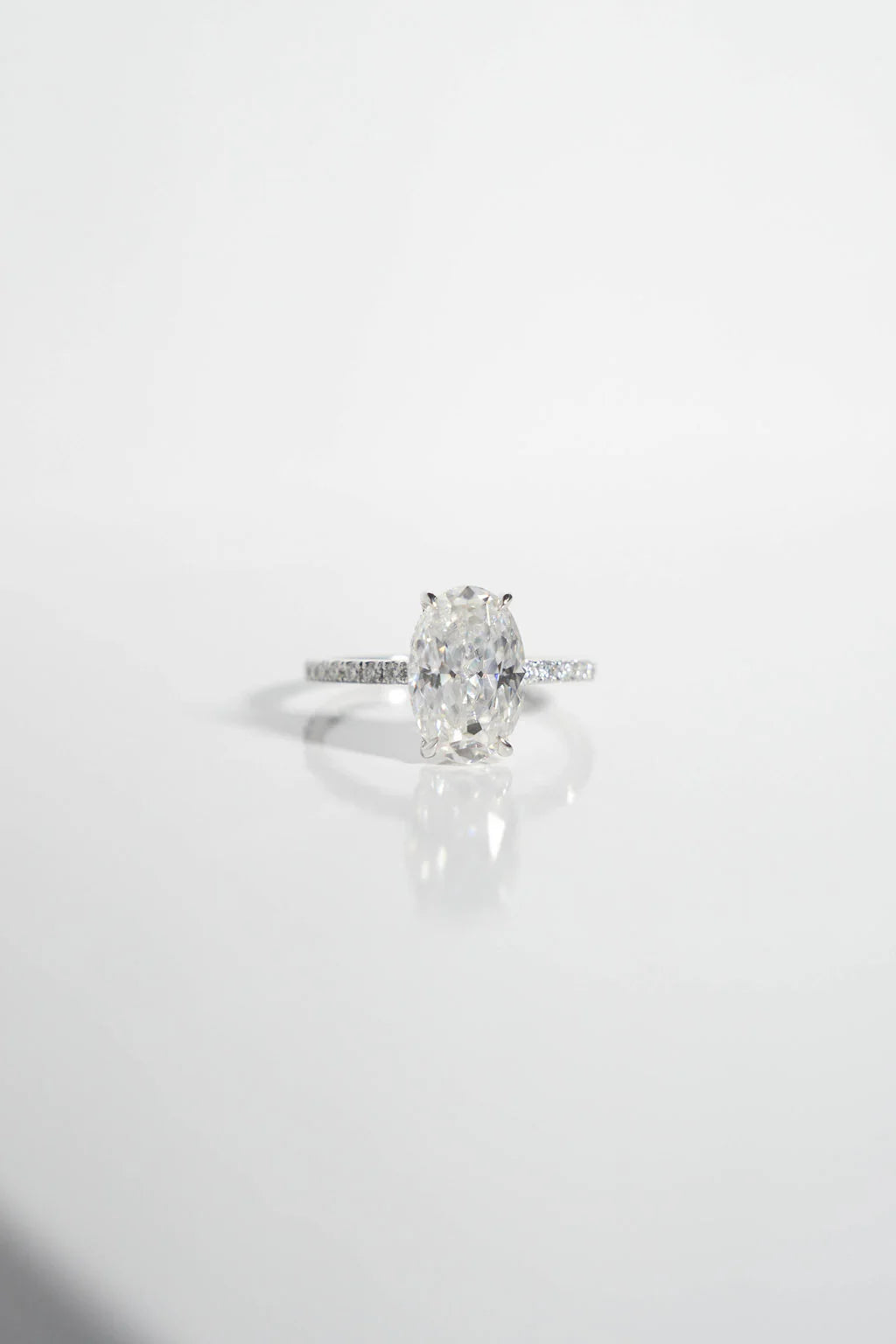 Oval Cut Moissanite Pave Engagement Ring