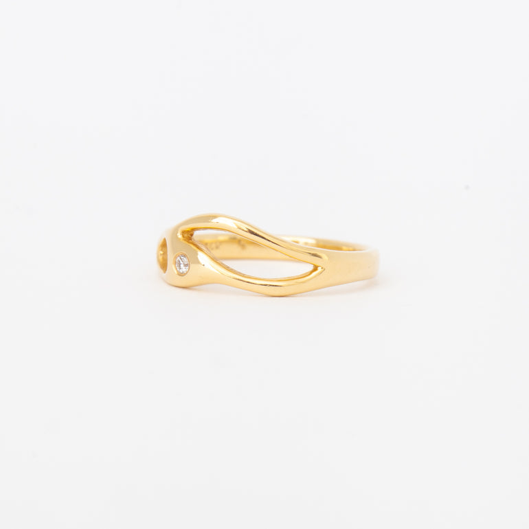 Unequal Shape Gold Diamond Ring Side Angel