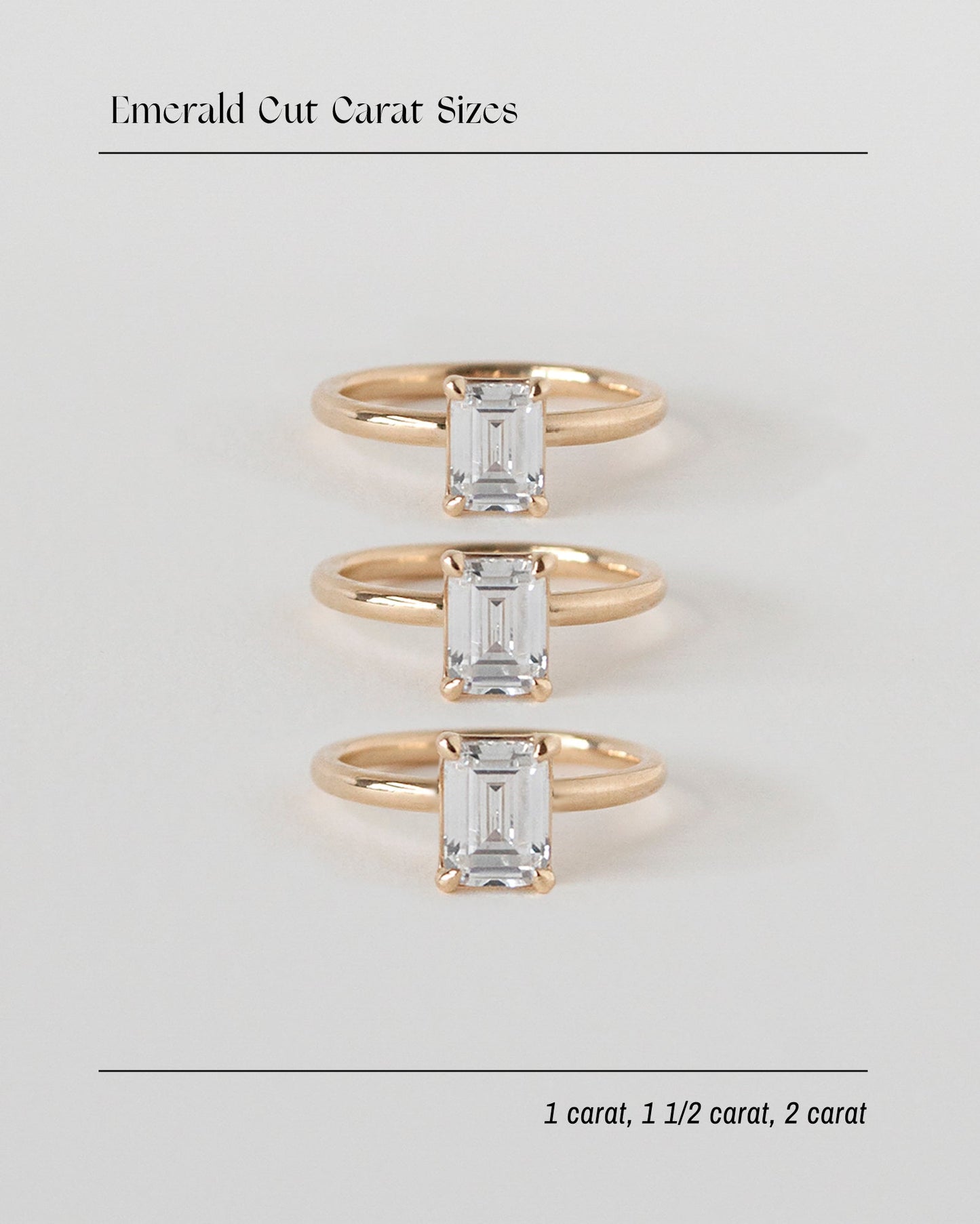 Emerald Cut Moissanite Solitaire Ring 14k Rose Gold