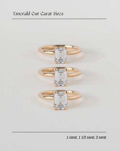 Emerald Cut Moissanite Solitaire Ring 14k Rose Gold