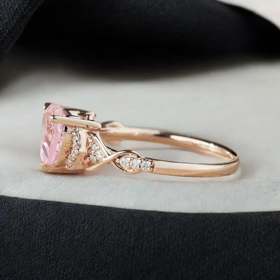 Unique Heart Shaped Pink Sapphire Engagement Ring