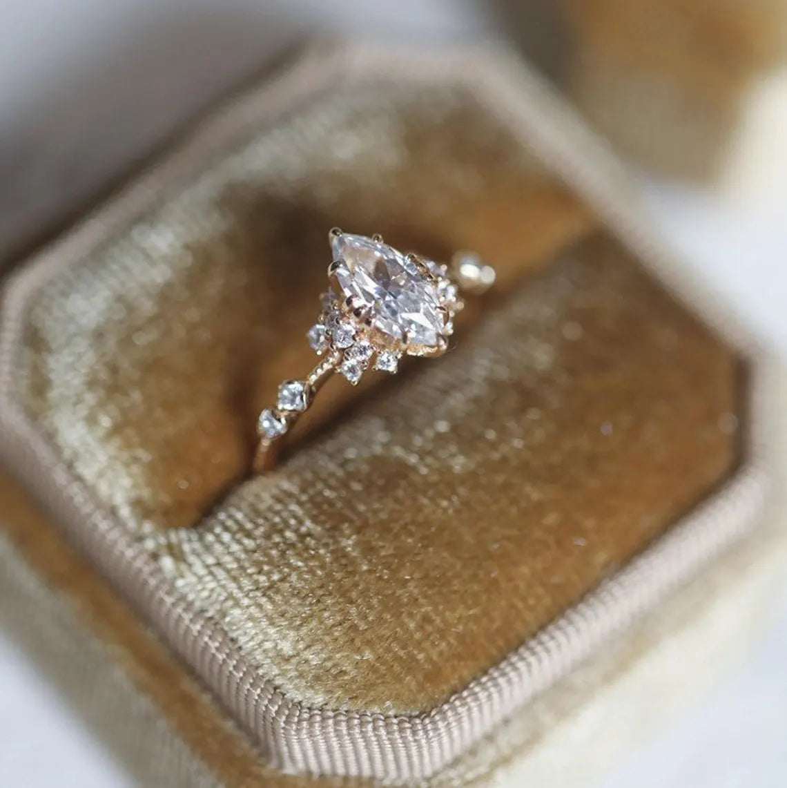 Marquise Cut Moissanite Engagement Ring