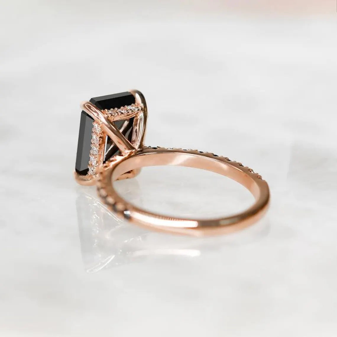 Natural Black onyx ring, onyx ring, Emerald Cut Black Onyx Ring