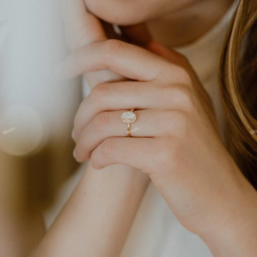 2.5 Ct Oval Cut Moissanite Engagement Ring, Delicate Diamond Solitaire Ring