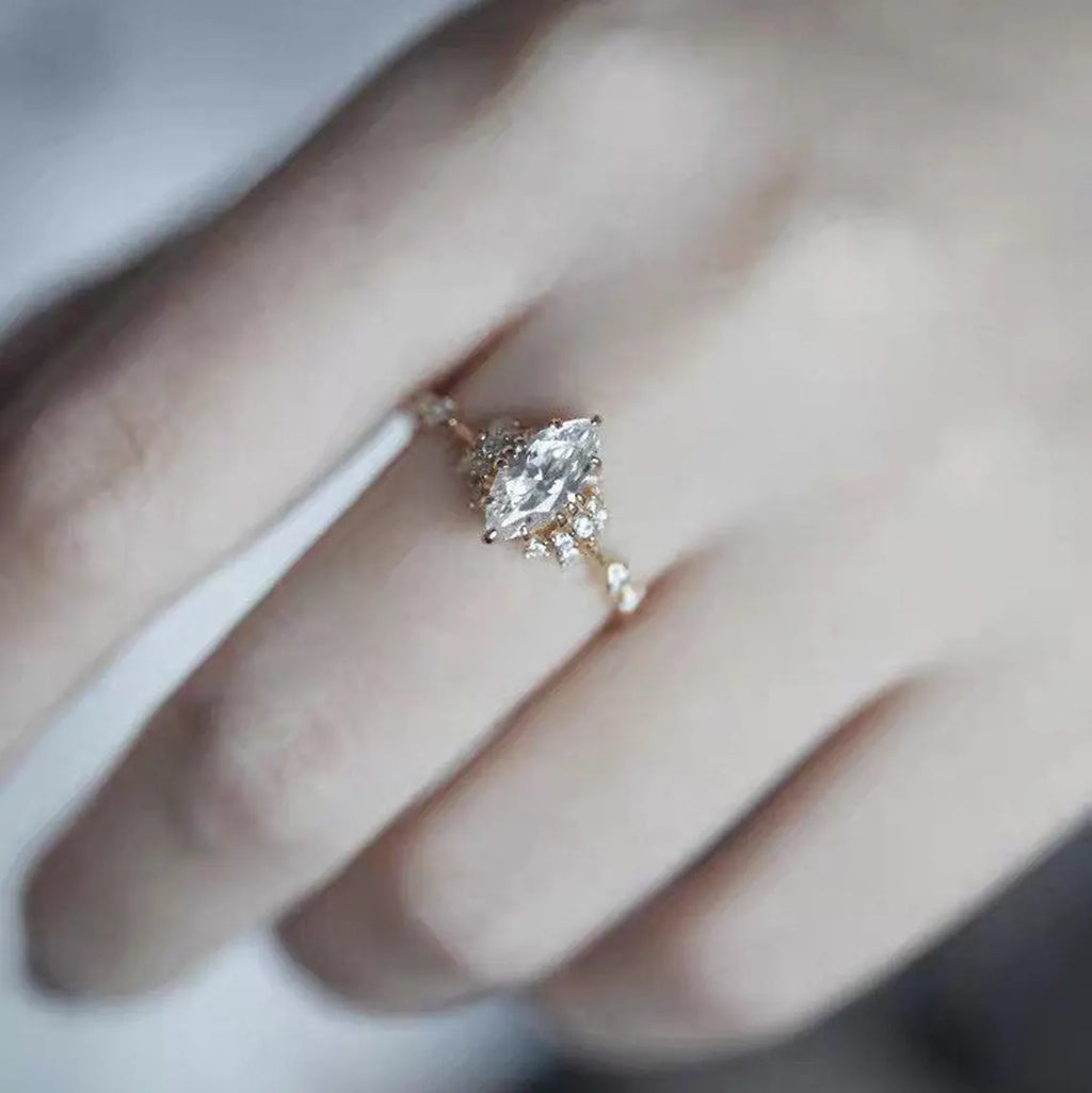 Marquise Cut Moissanite Engagement Ring