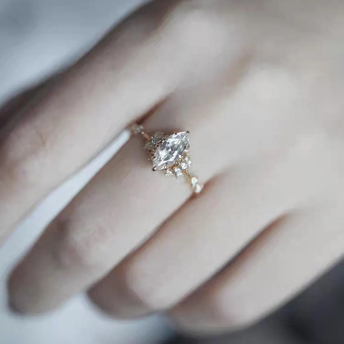 Marquise Cut Moissanite Engagement Ring