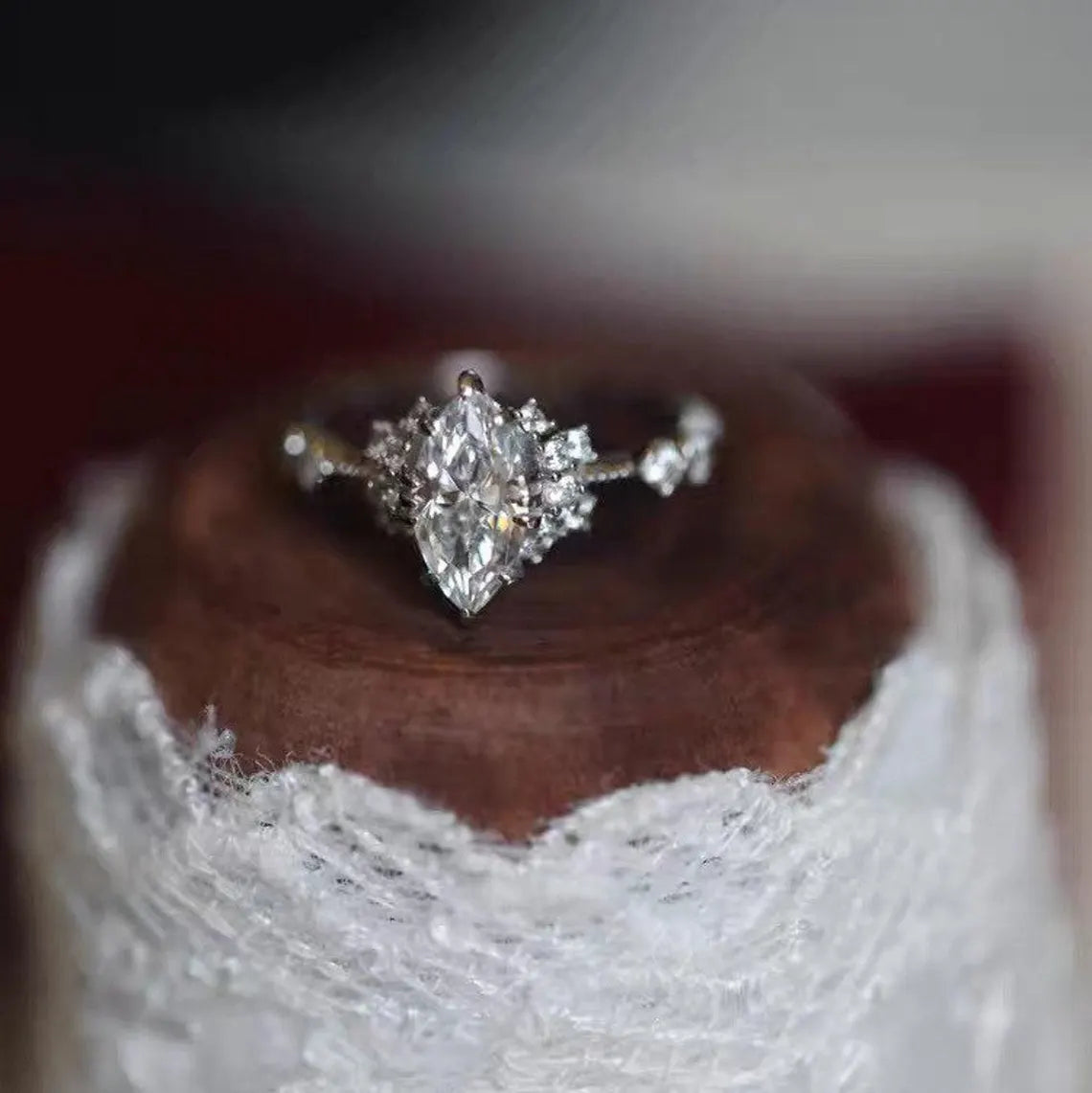 Marquise Cut Moissanite Engagement Ring