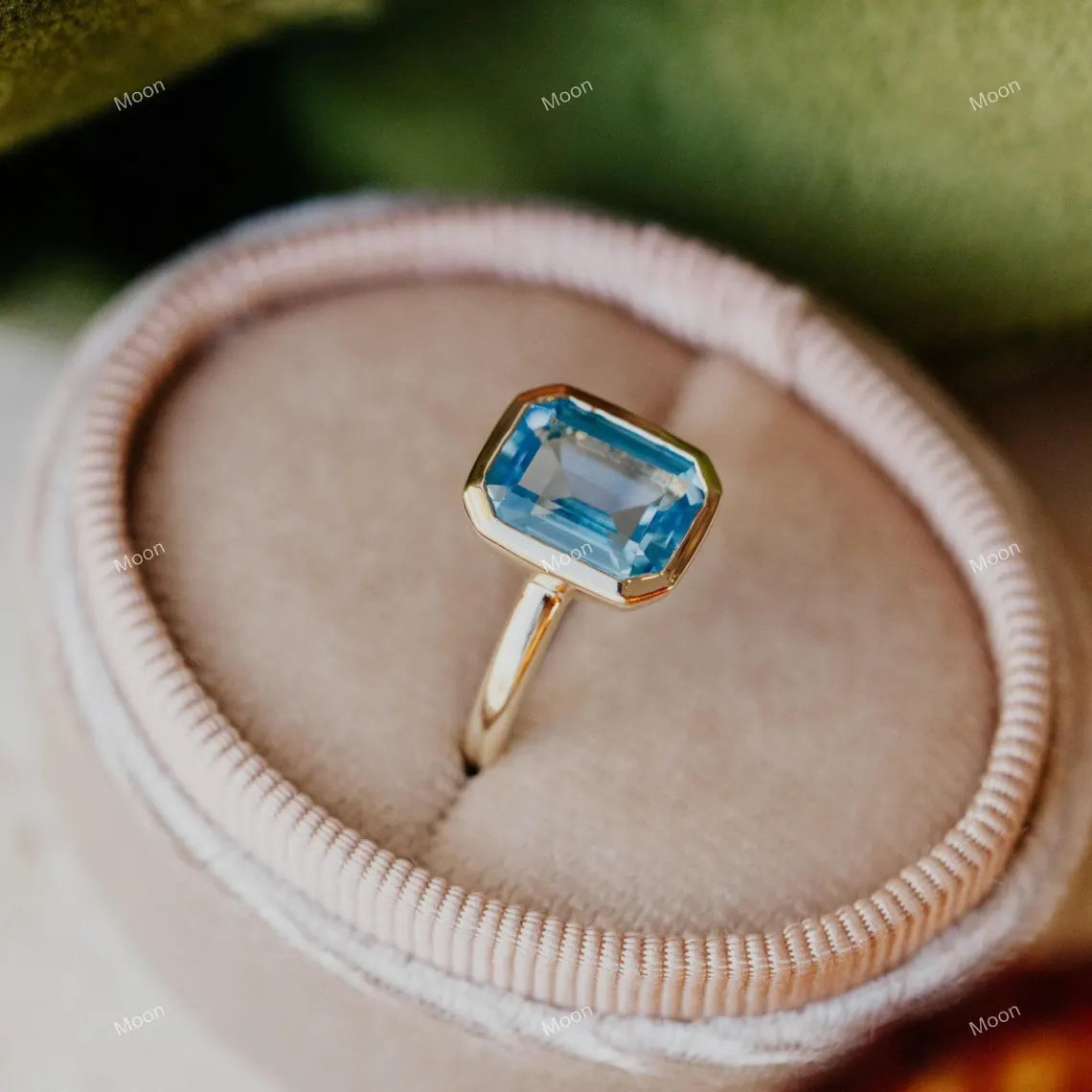 Swiss Blue Topaz Engagement Ring