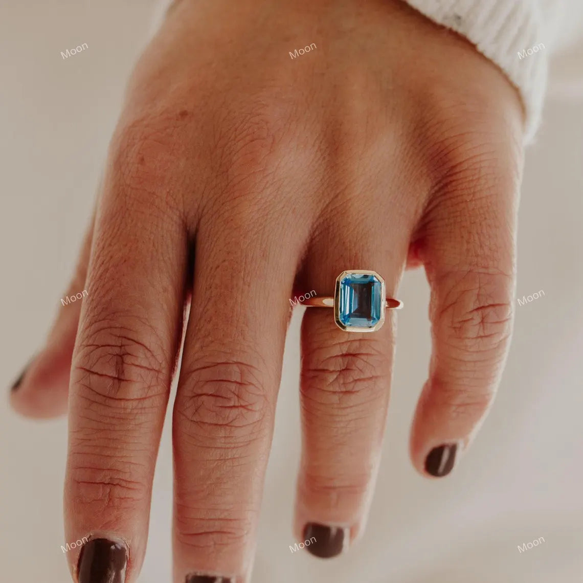 Swiss Blue Topaz Engagement Ring