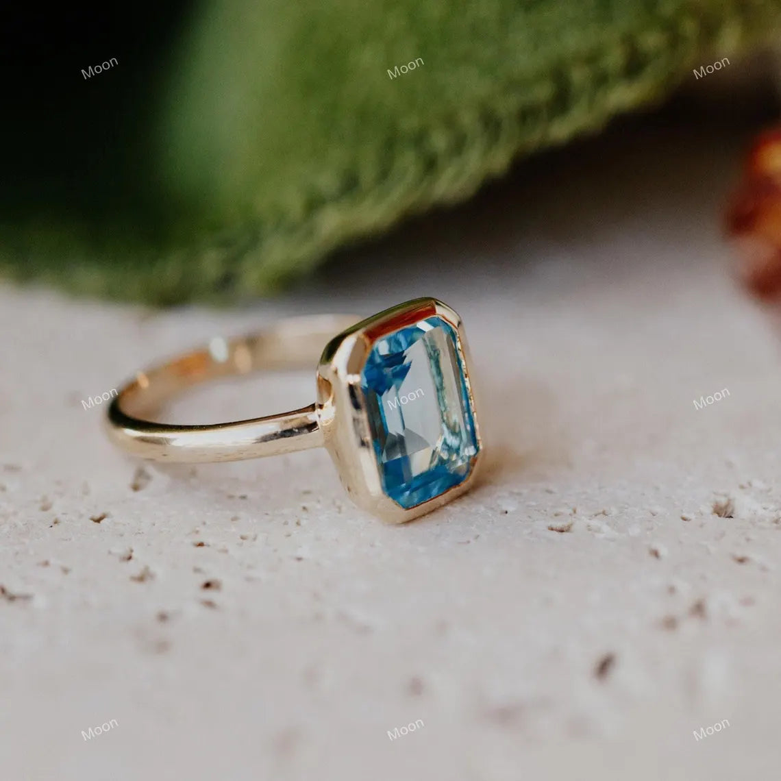 Swiss Blue Topaz Engagement Ring