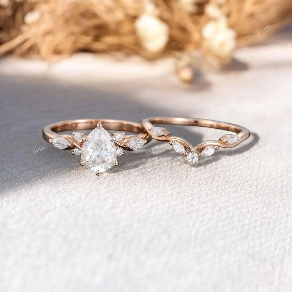 Pear shaped Moissanite engagement ring