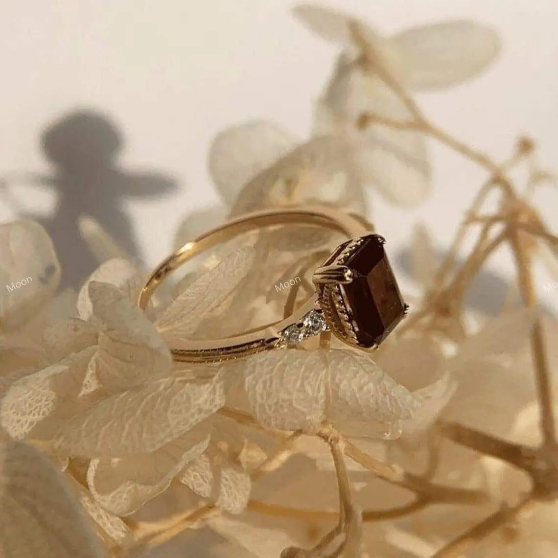 Red Garnet Ring 14K Solid Gold Ring Vintage Ring