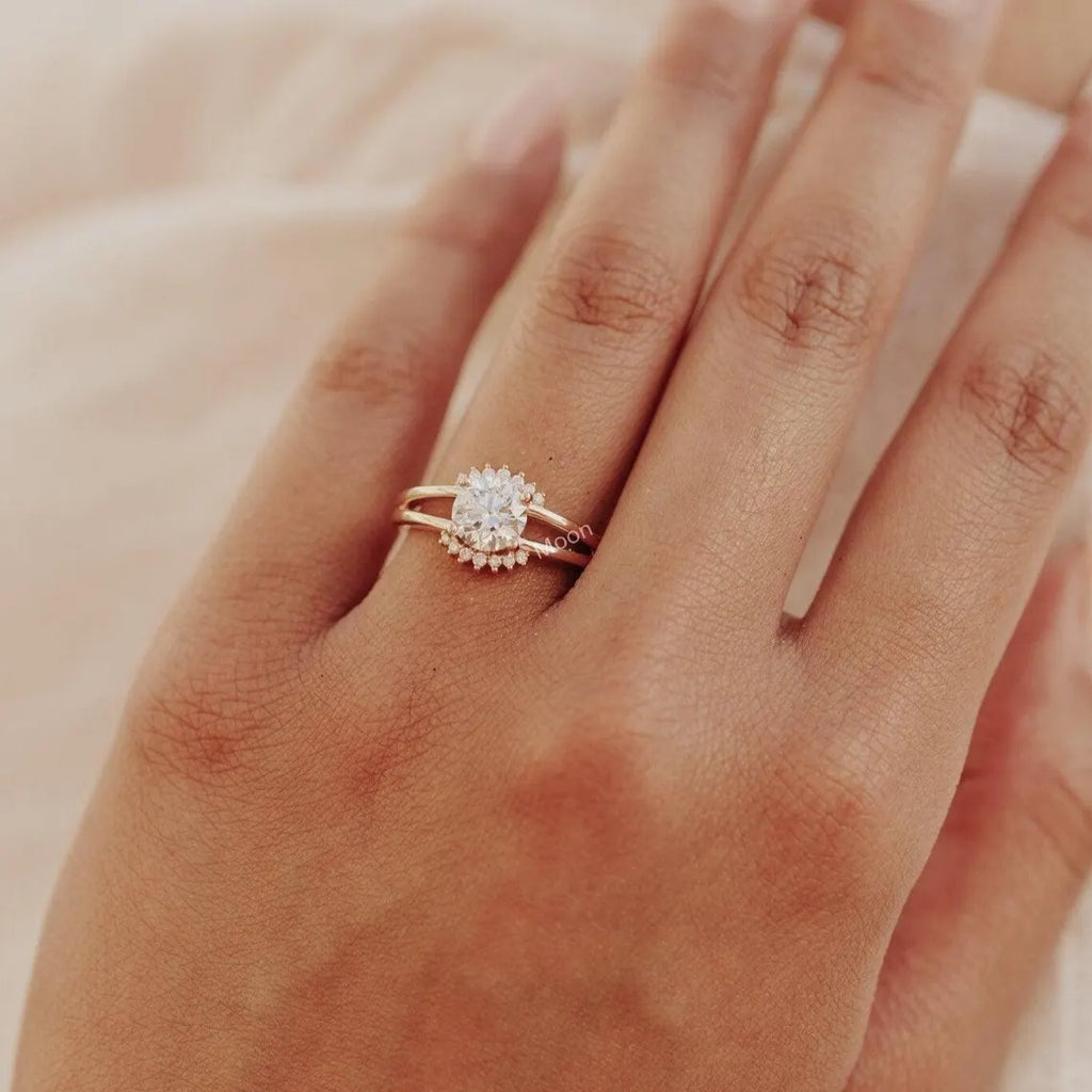 1.5Ct Round Cut Moissanite Engagement Ring