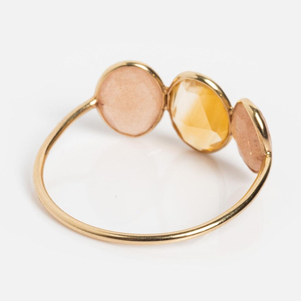 Solid Light Citrine and Sunstone Ring