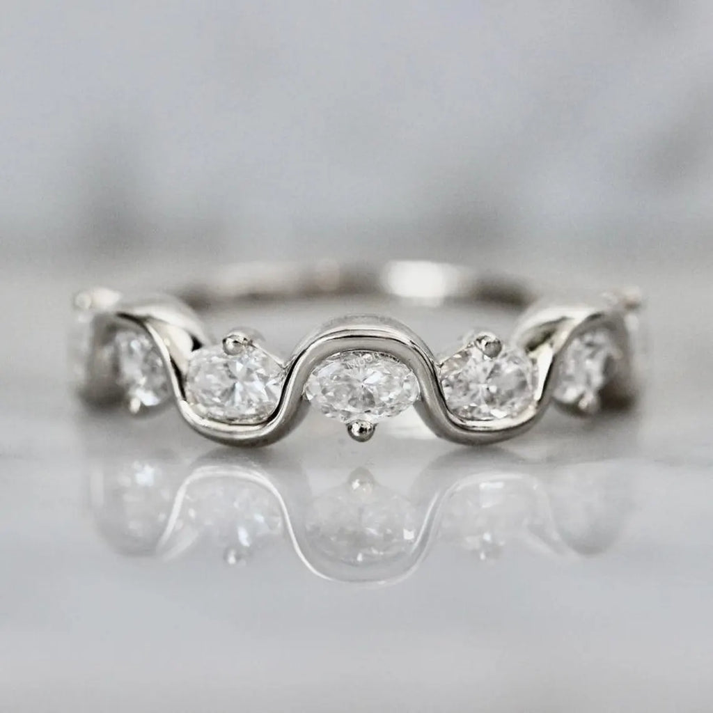 Alternating Marquise Moissanite Wedding Band