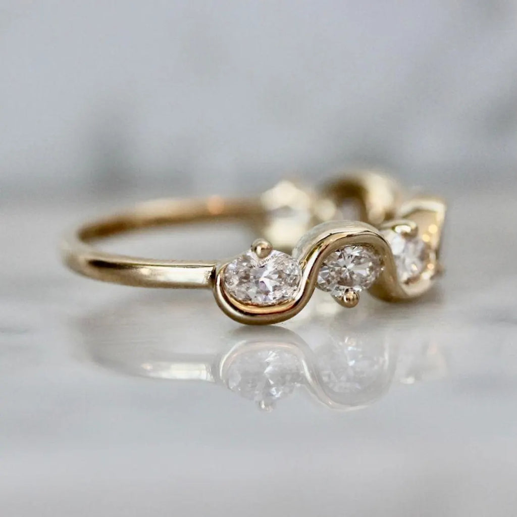 Alternating Marquise Moissanite Wedding Band