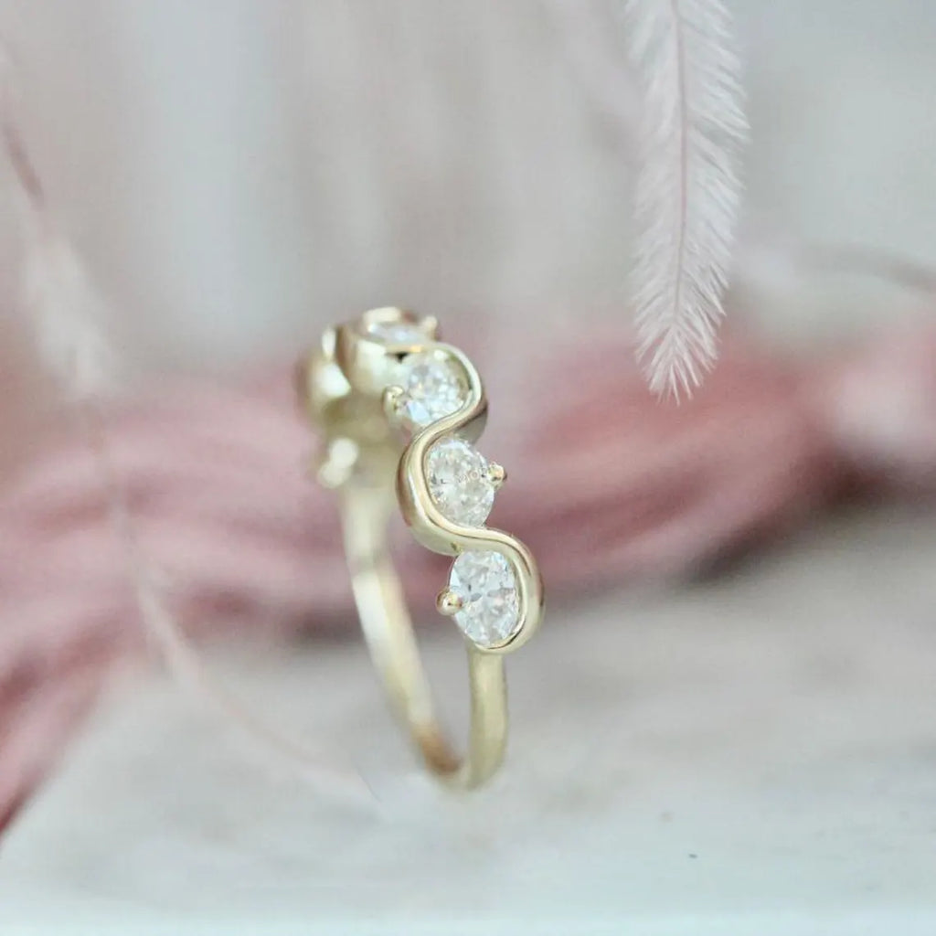 Alternating Marquise Moissanite Wedding Band