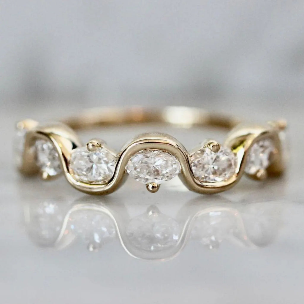Alternating Marquise Moissanite Wedding Band