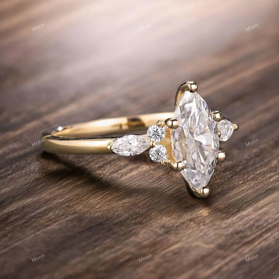 Vintage Marquise Cut Moissanite Engagement Ring