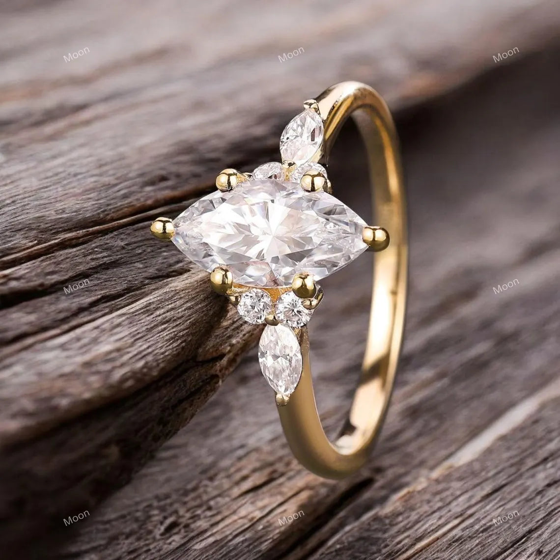 Vintage Marquise Cut Moissanite Engagement Ring