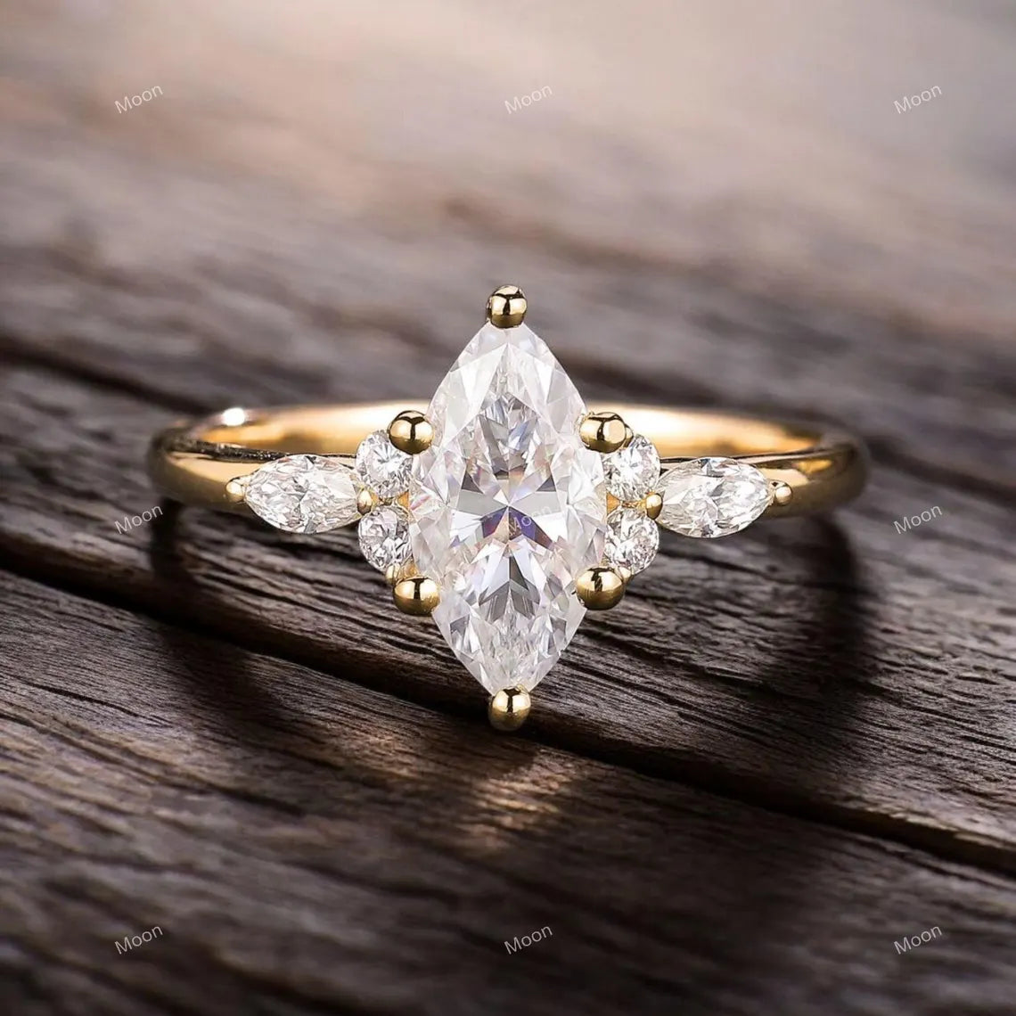 Vintage Marquise Cut Moissanite Engagement Ring