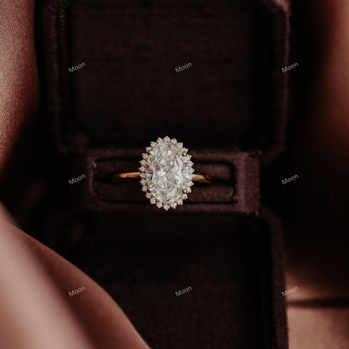 2.5ct Oval Halo Moissanite Engagement Ring