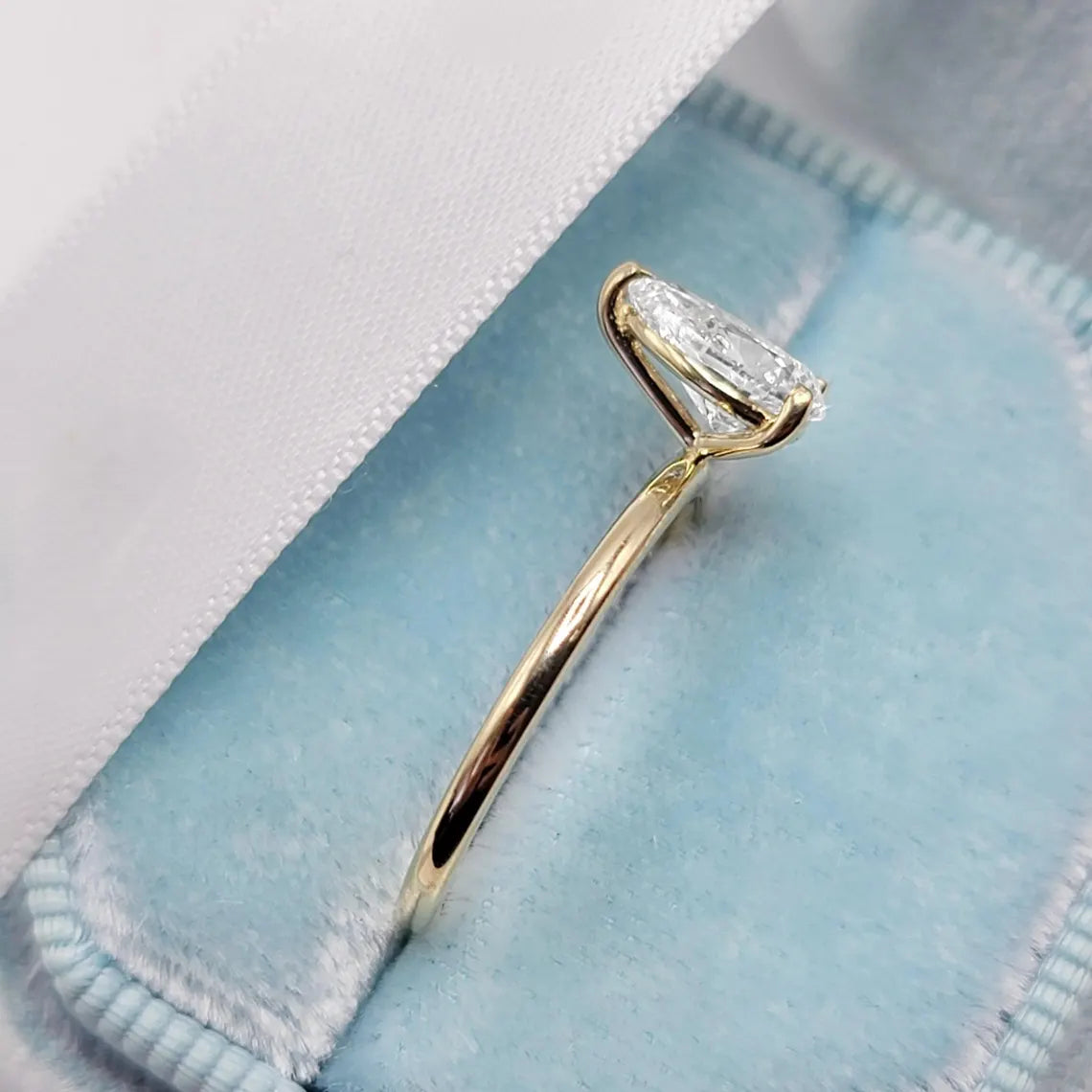 Pear Cut Solitaire Moissanite Engagement Ring
