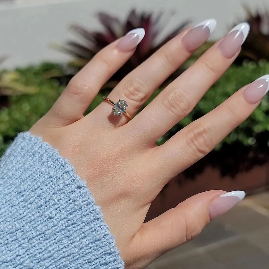 Oval Cut Hidden Halo Engagement Ring