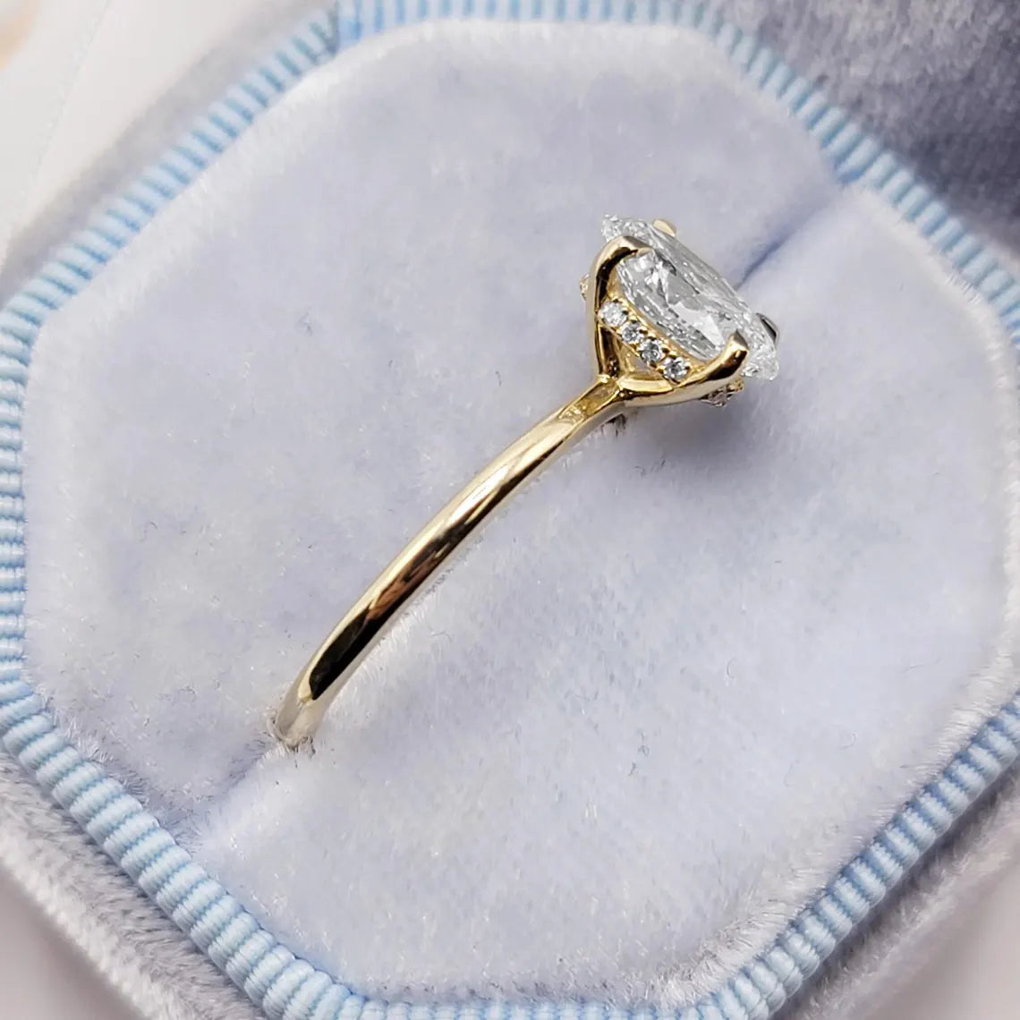 Oval Cut Hidden Halo Engagement Ring