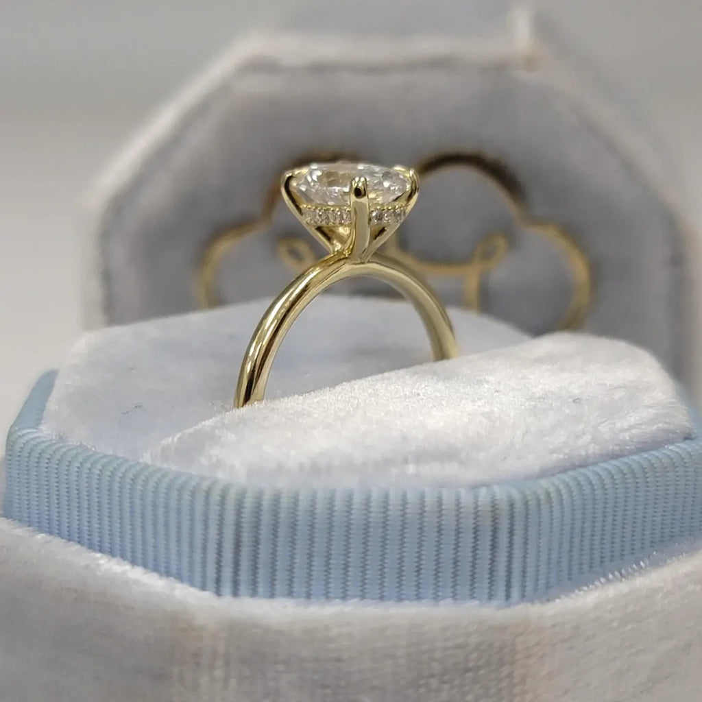 Oval Cut Hidden Halo Engagement Ring