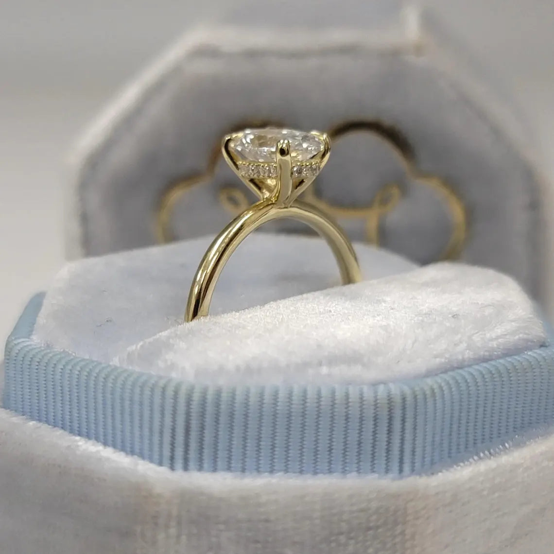 Oval Cut Hidden Halo Engagement Ring