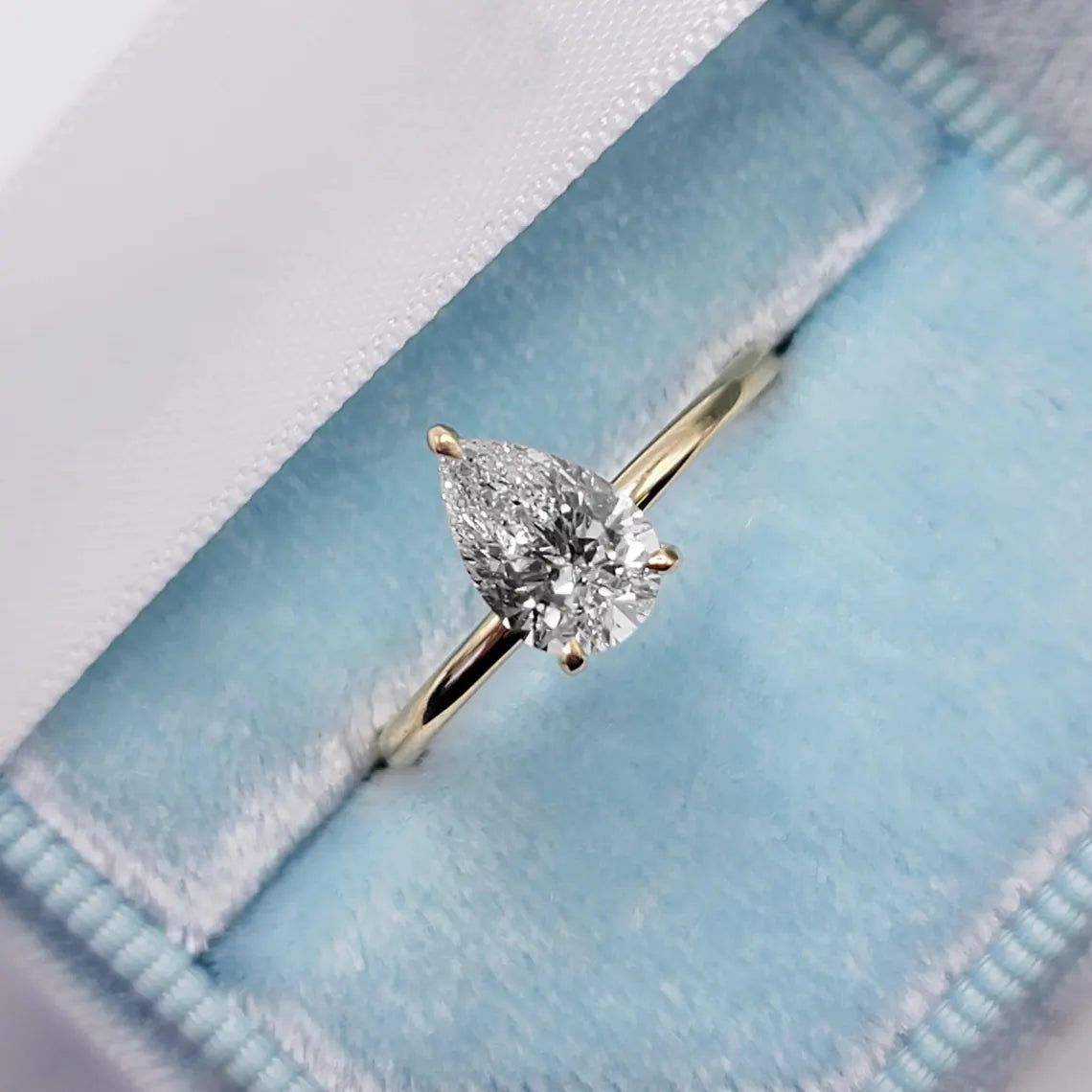 Pear Cut Solitaire Moissanite Engagement Ring