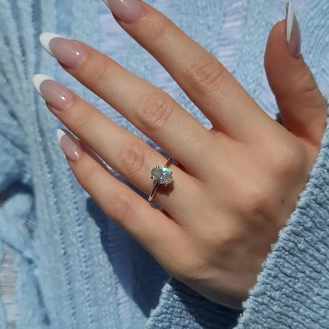 Oval Cut Hidden Halo Engagement Ring