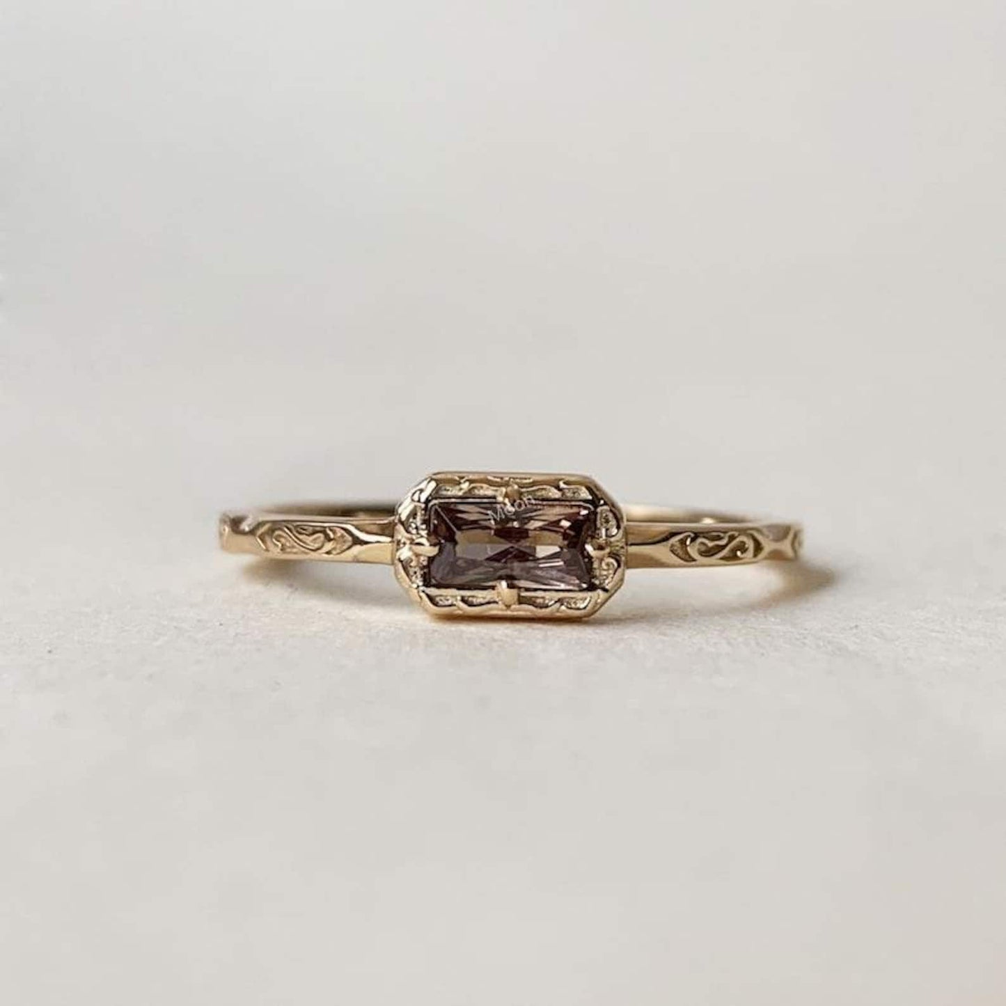 Natural Smoky Quartz Baguette Cut Wedding Band