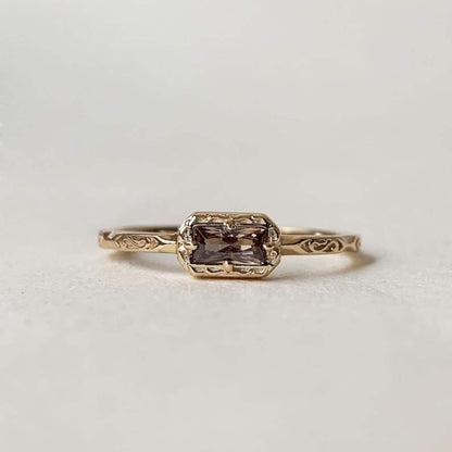 Natural Smoky Quartz Baguette Cut Wedding Band