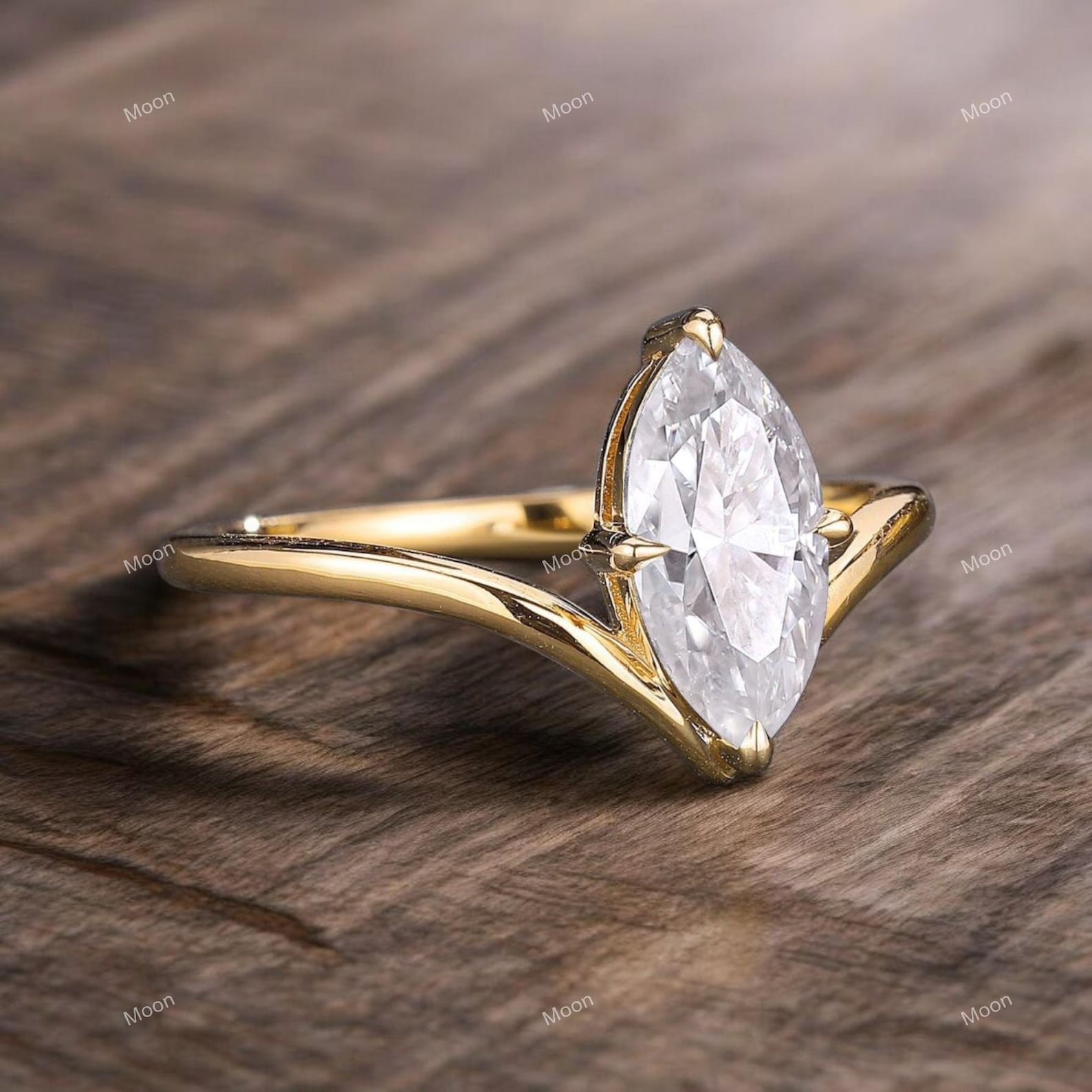 Marquise Cut Moissanite Engagement Ring