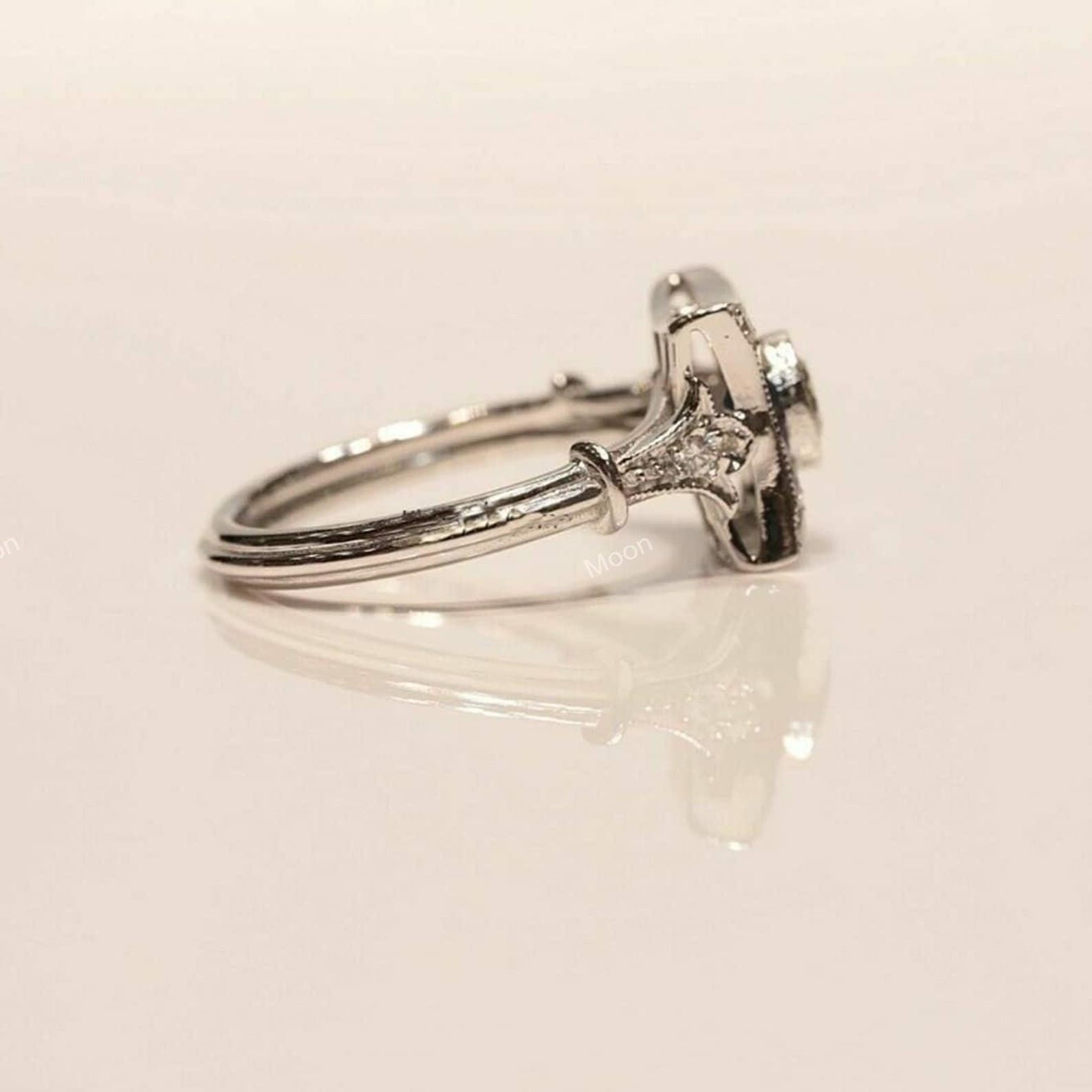 Old European Diamond Vintage Inspire Ring Side Angle