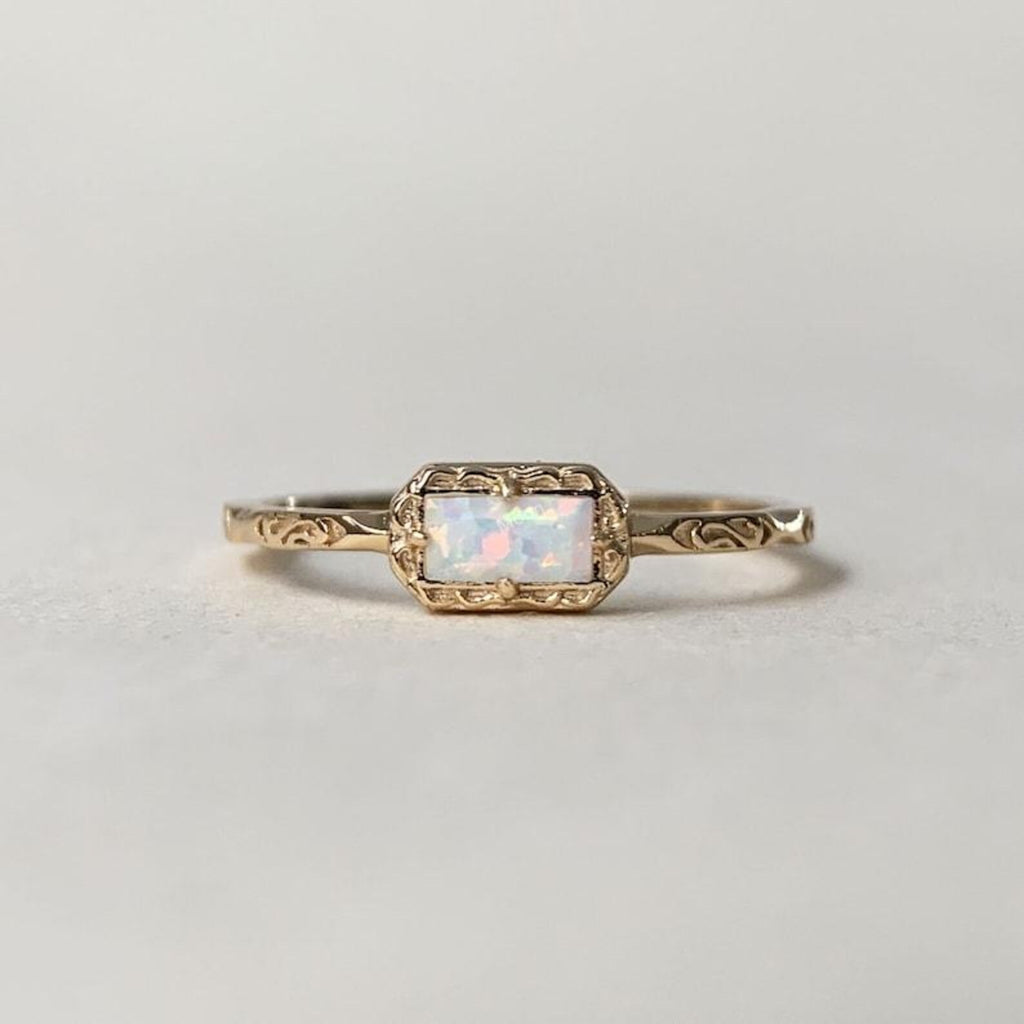 Dainty Opal Baguette Ring Main