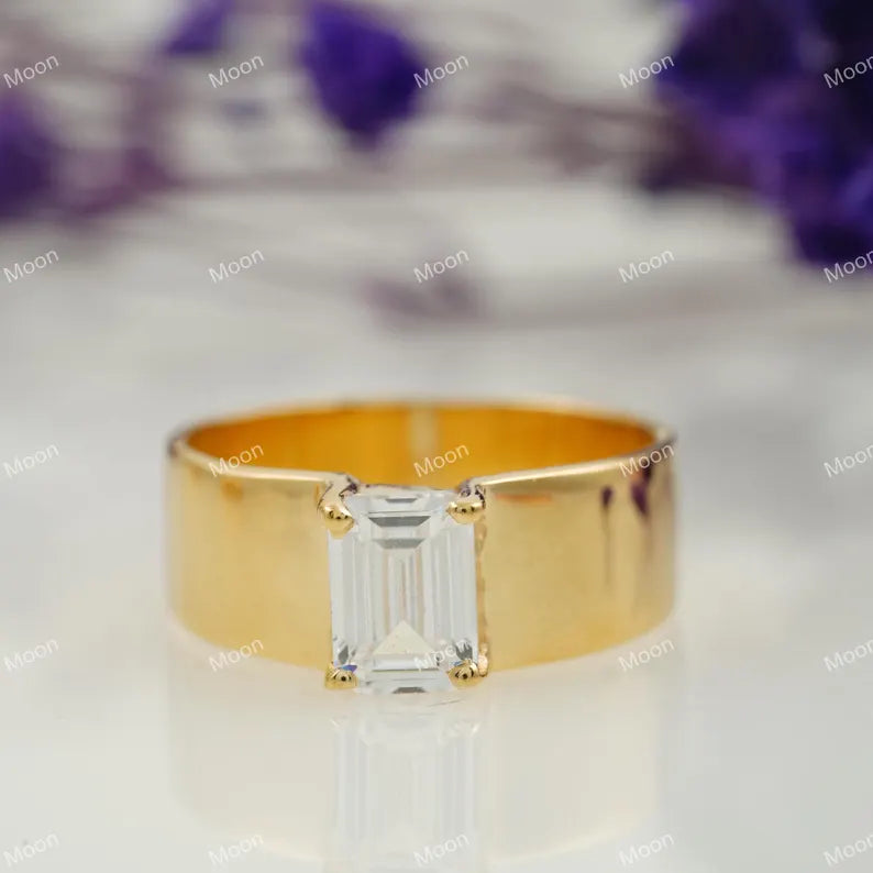 Emerald Cut Moissanite Ring