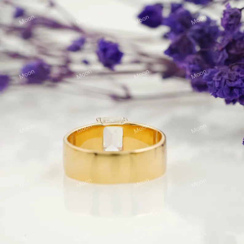 Emerald Cut Moissanite Ring Back Side